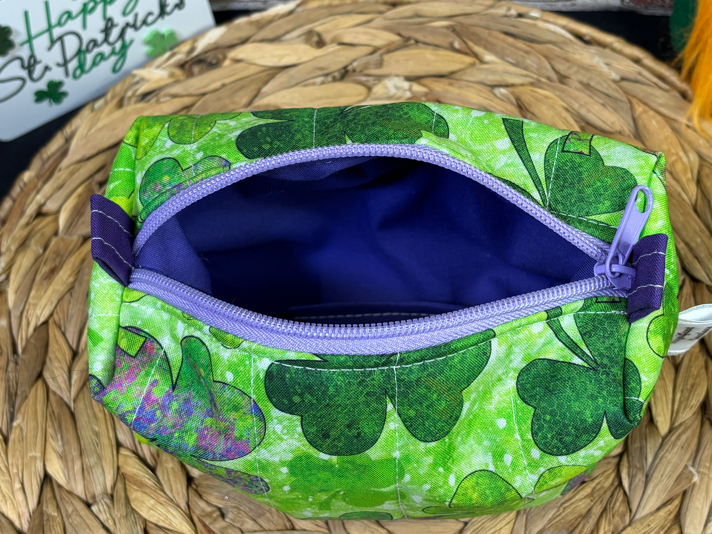 Purple Shamrock Make Up Bag
