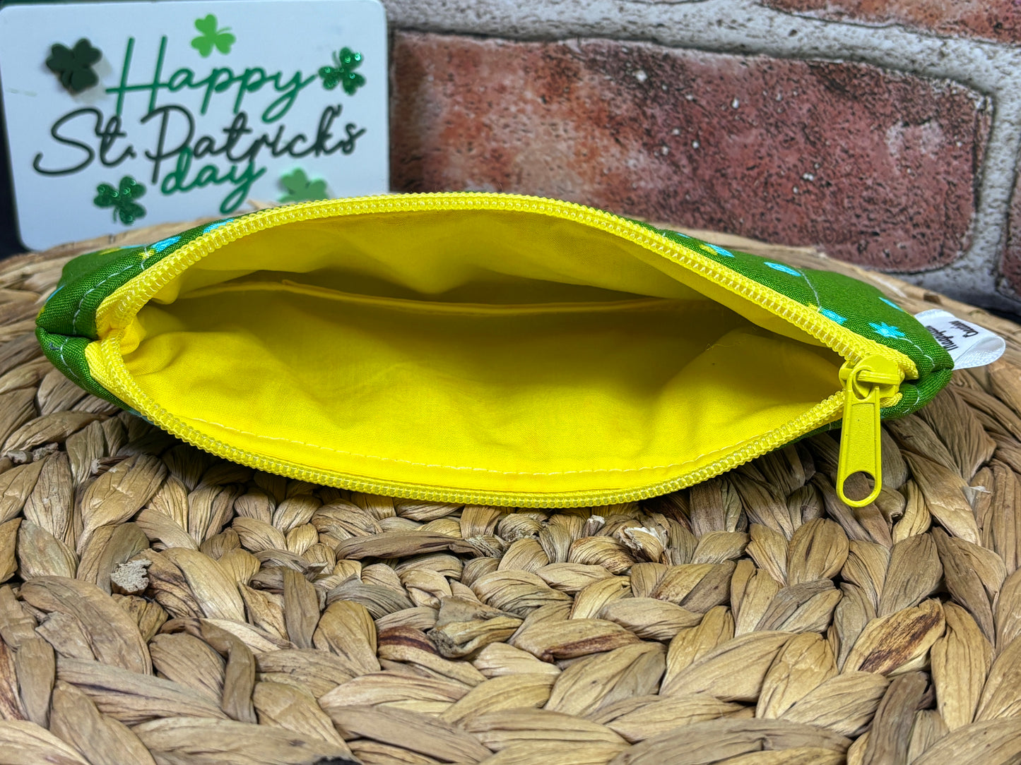 Gold and Green Flower Pencil Case