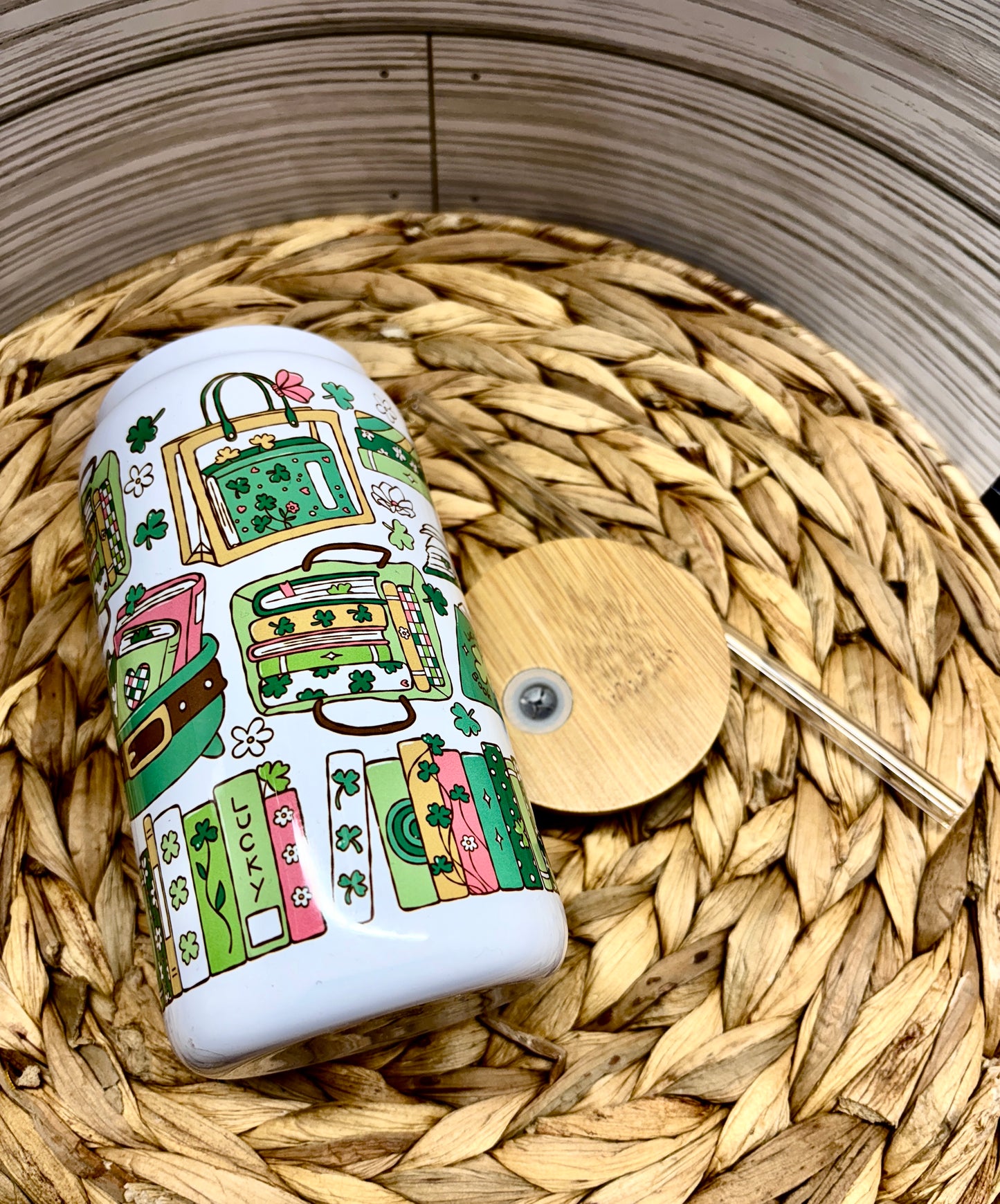 Lucky Book Girl Glass Tumbler