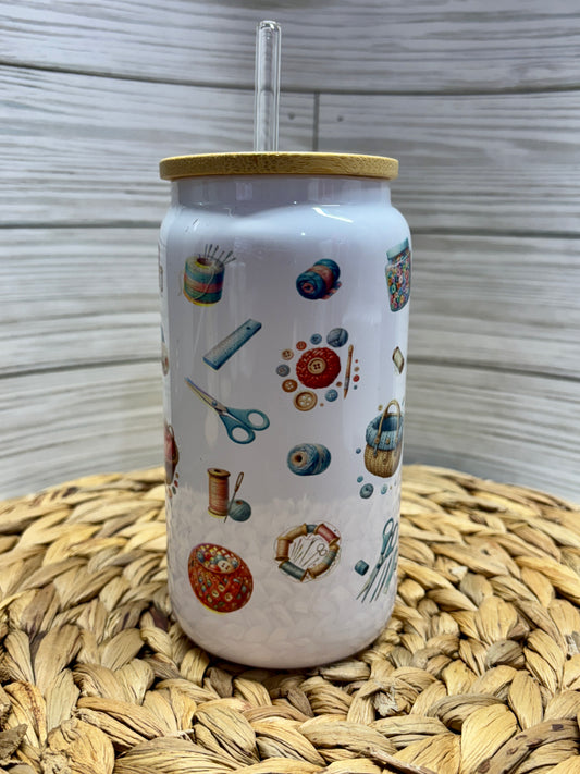 One Stitch Sew Glass Tumbler