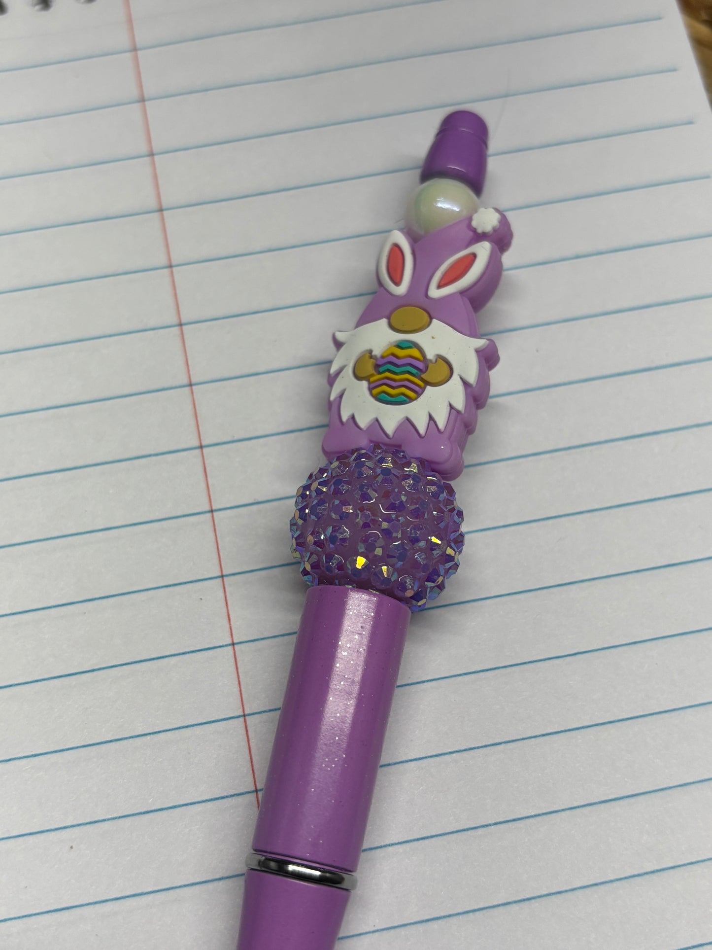 Purple Gnome Bunny Beaded Pen
