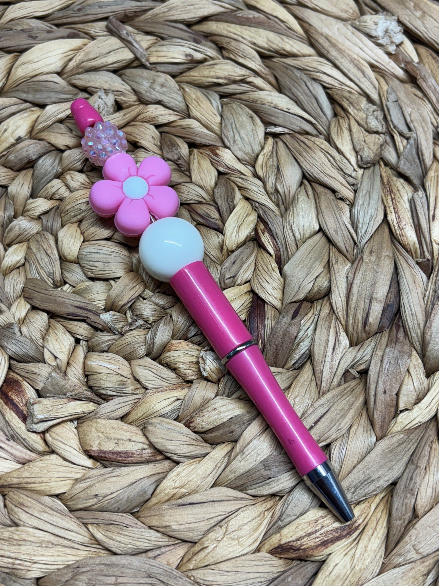 Pink Flower Beaded Pen