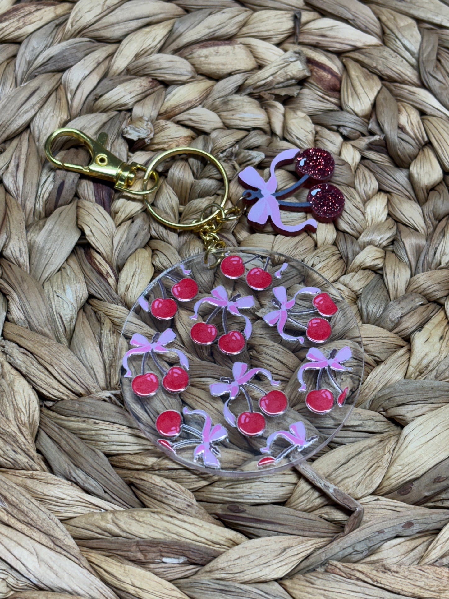 Bow Cherries Bag & Keychain Charm