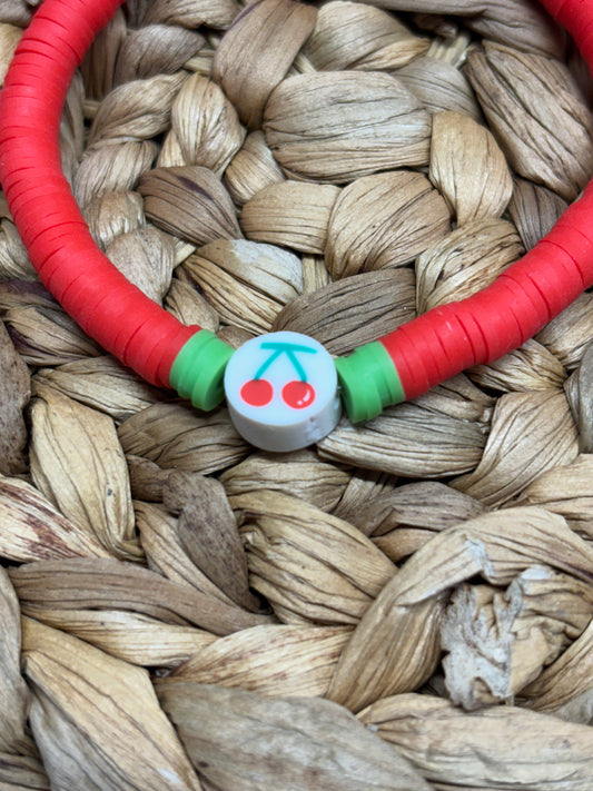 Cherry Clay Beaded Bracelet