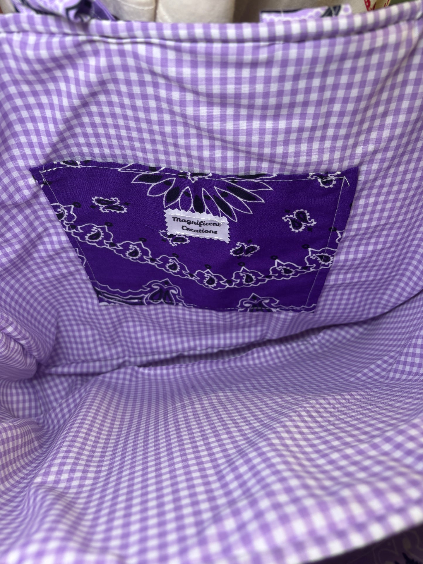 Purple Square Bandana Tote Bag