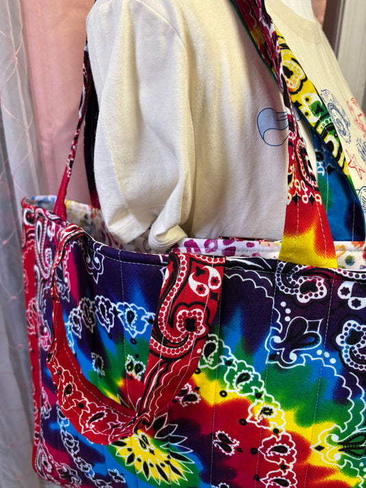 Hippie Square Bandana Tote Bag
