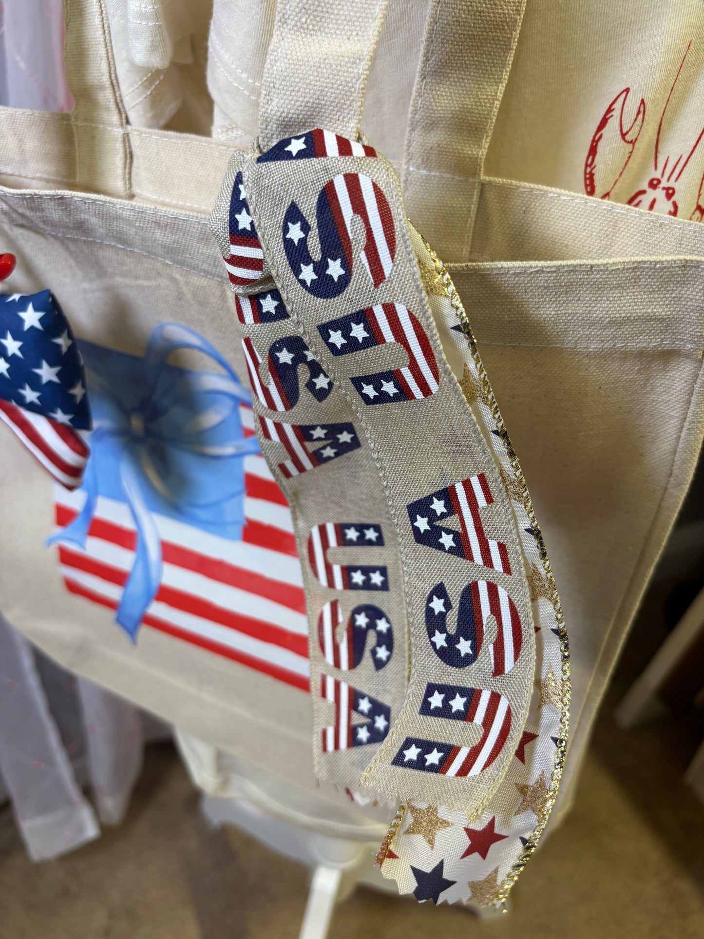 Blue Bow Flag Tote