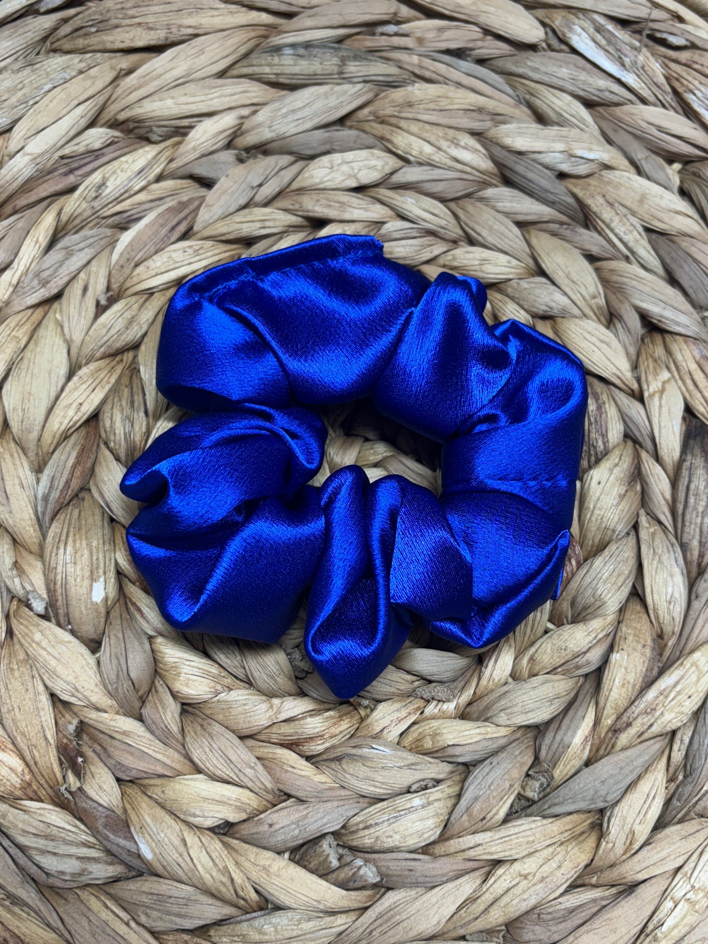 Navy Blue Satin Scrunchie