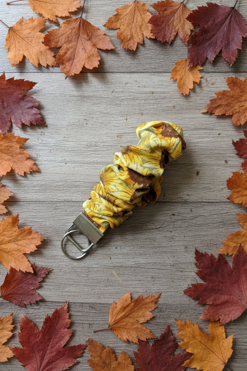 Fall Large Sunflower Scrunchie Keychain