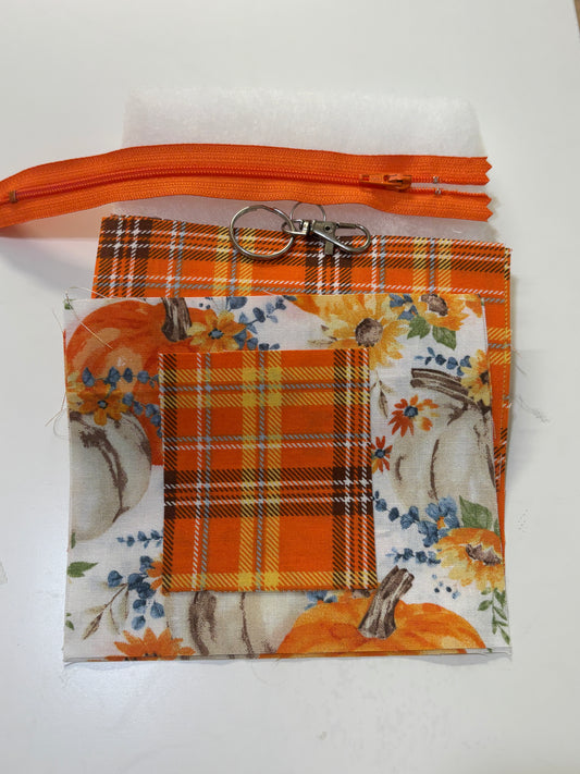 Fall Pumpkin with Teal Foliage Sew a Mini Wallet Kit
