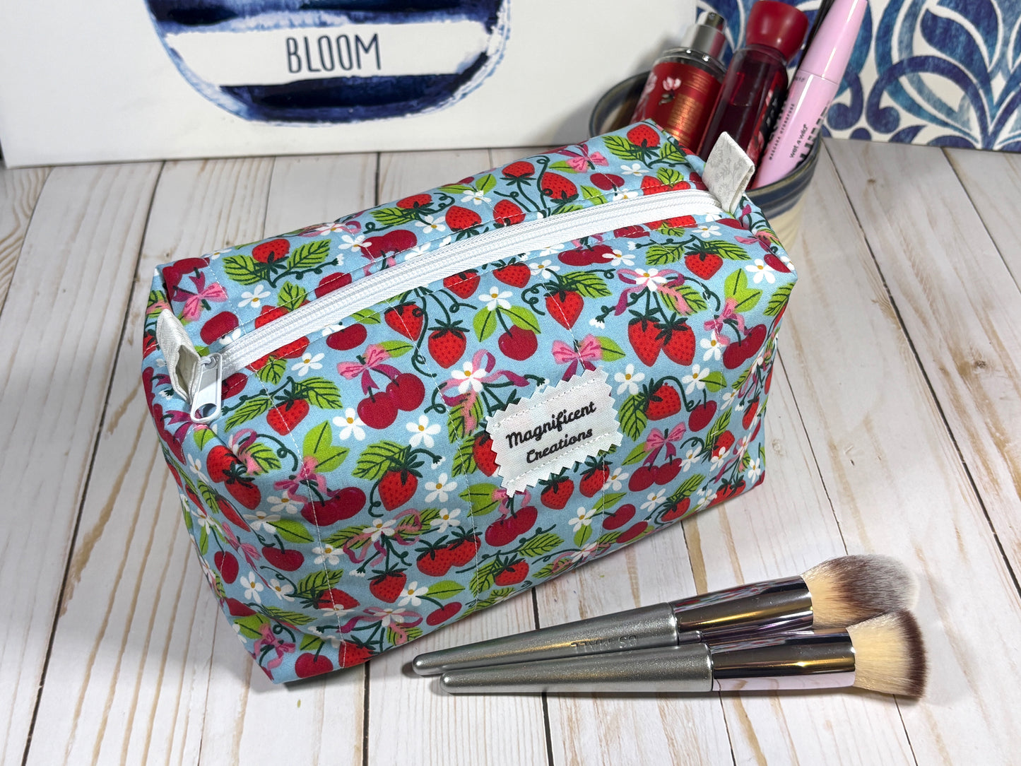 The Strawberry & Cherry on Blue Everything Bag