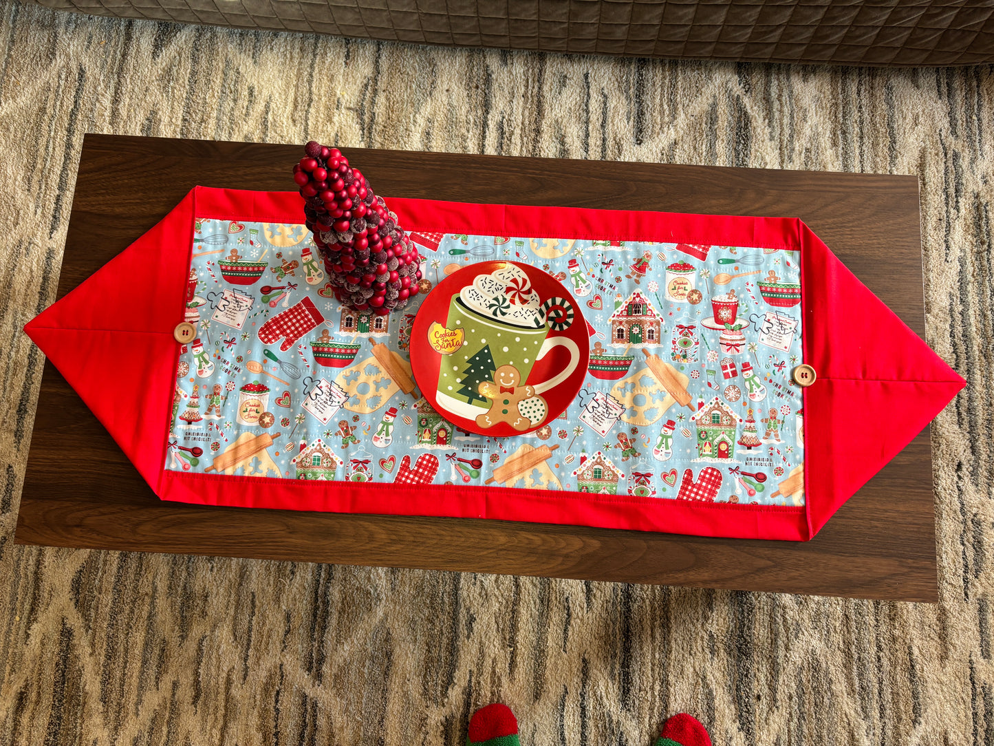 Blue Gingerbread Table Runner