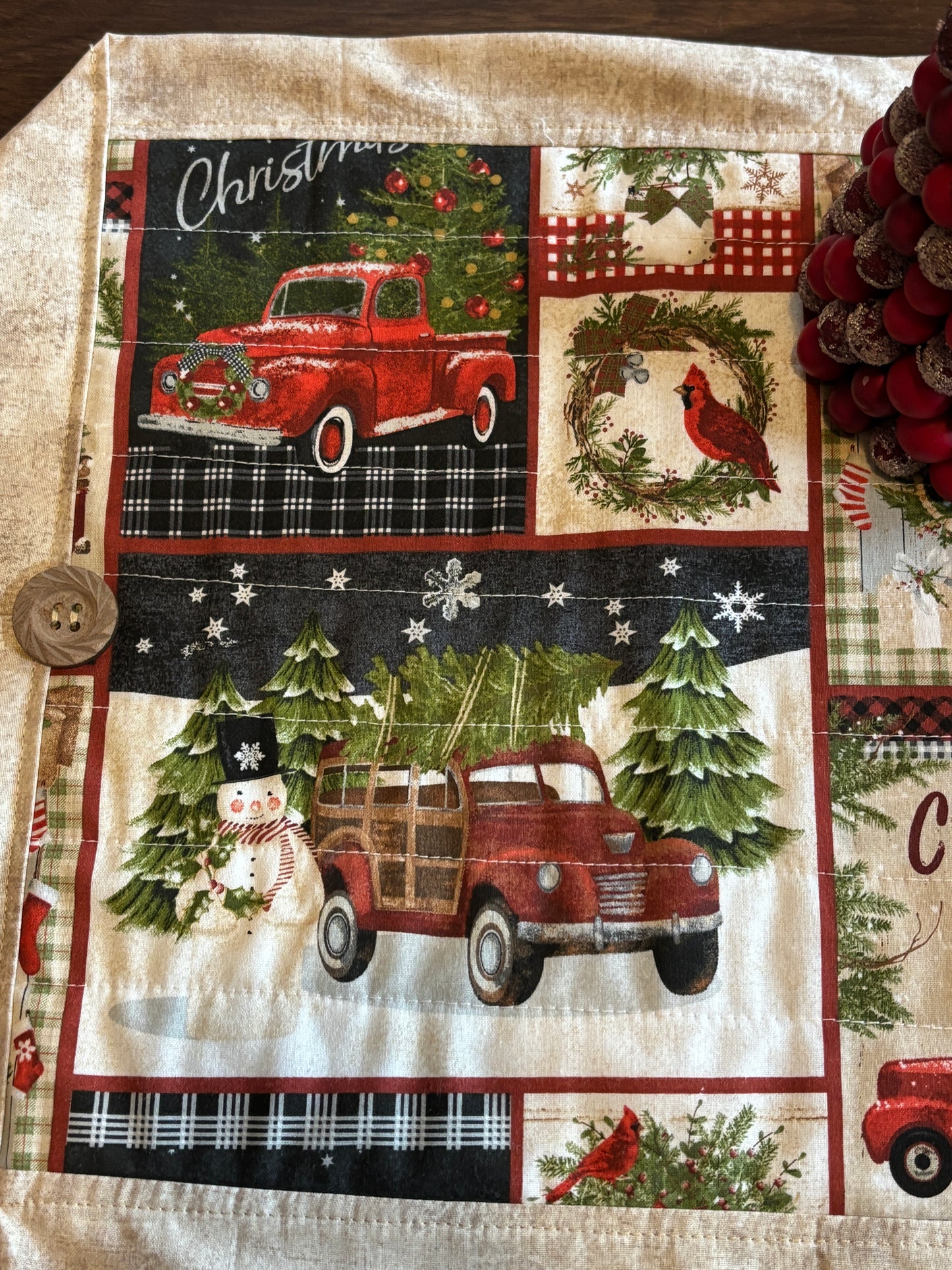 Retro Red Truck Table Runner