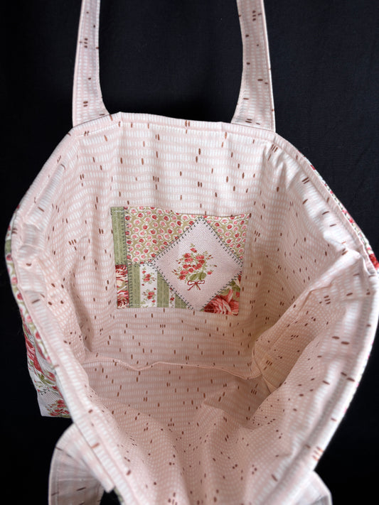 The Pink Rose Quilted Tote Bag