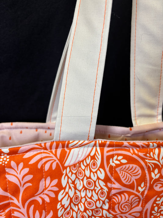 Orange Peacock Love Tote Bag