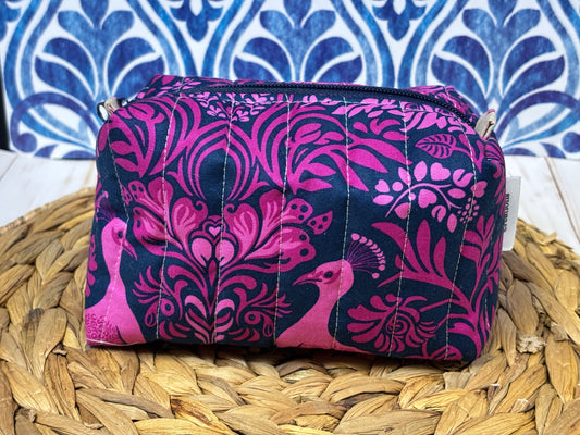 Purple Peacock Make Up Bag