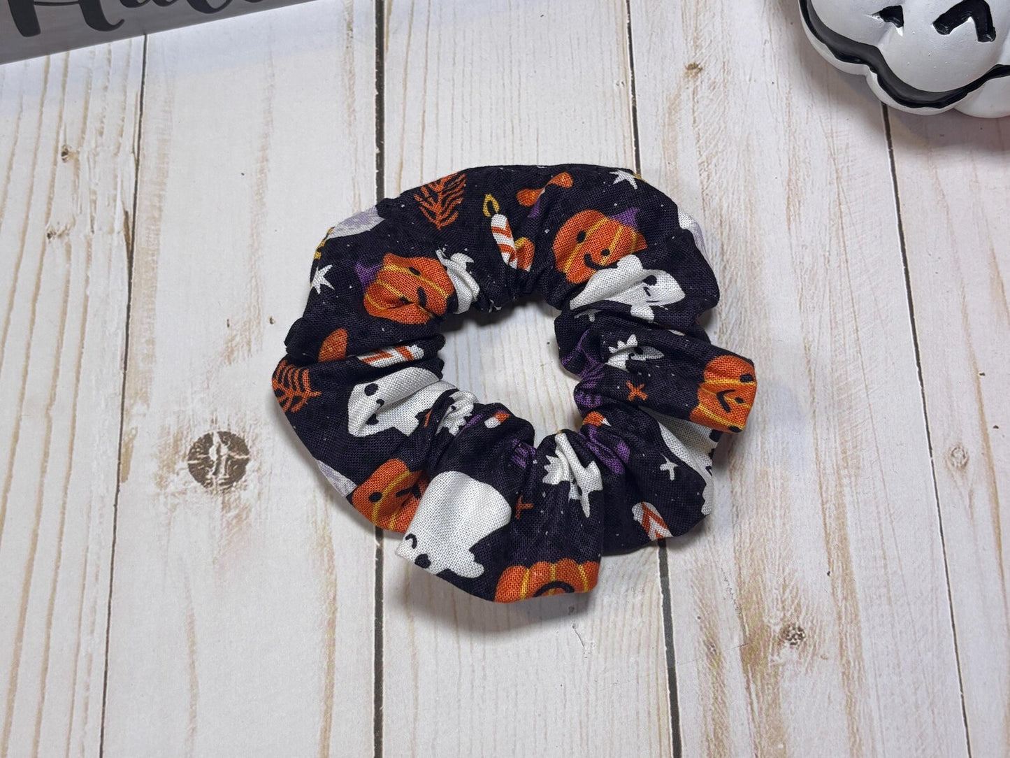 Ghost and Pumpkins Scrunchie