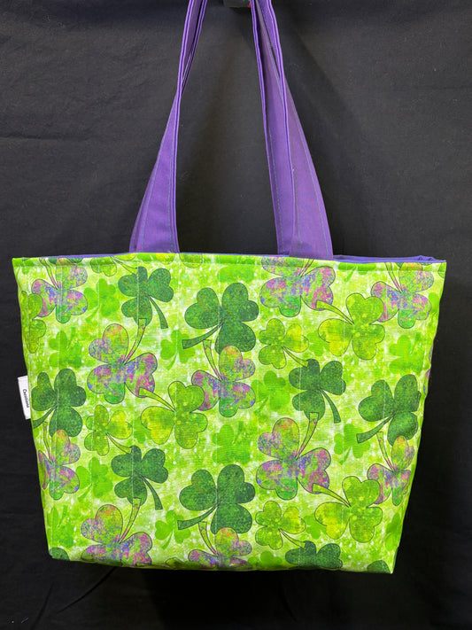 Purple Shamrock Tote Bag