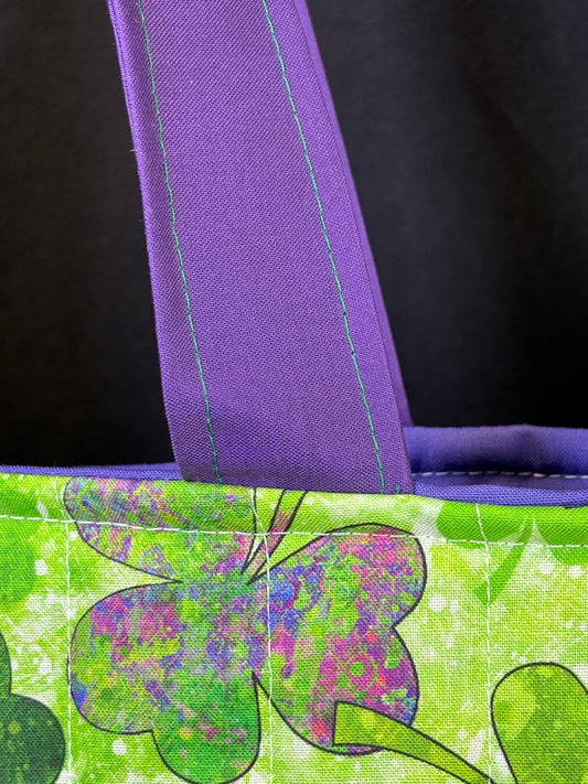 Purple Shamrock Tote Bag