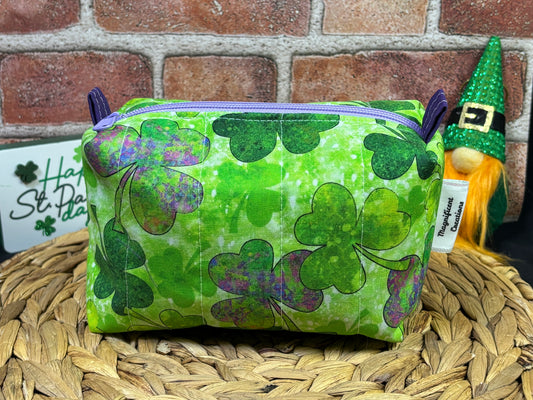 Purple Shamrock Make Up Bag