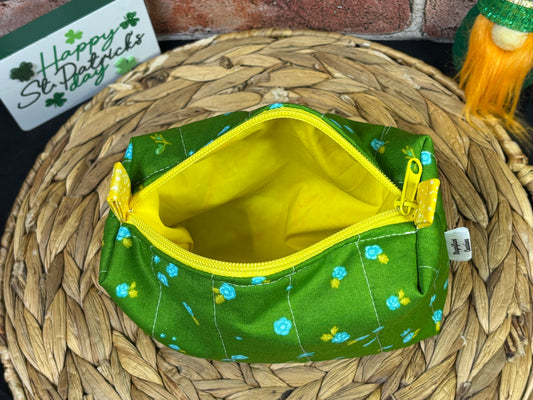 Green and Gold Flowers Make Up Bag