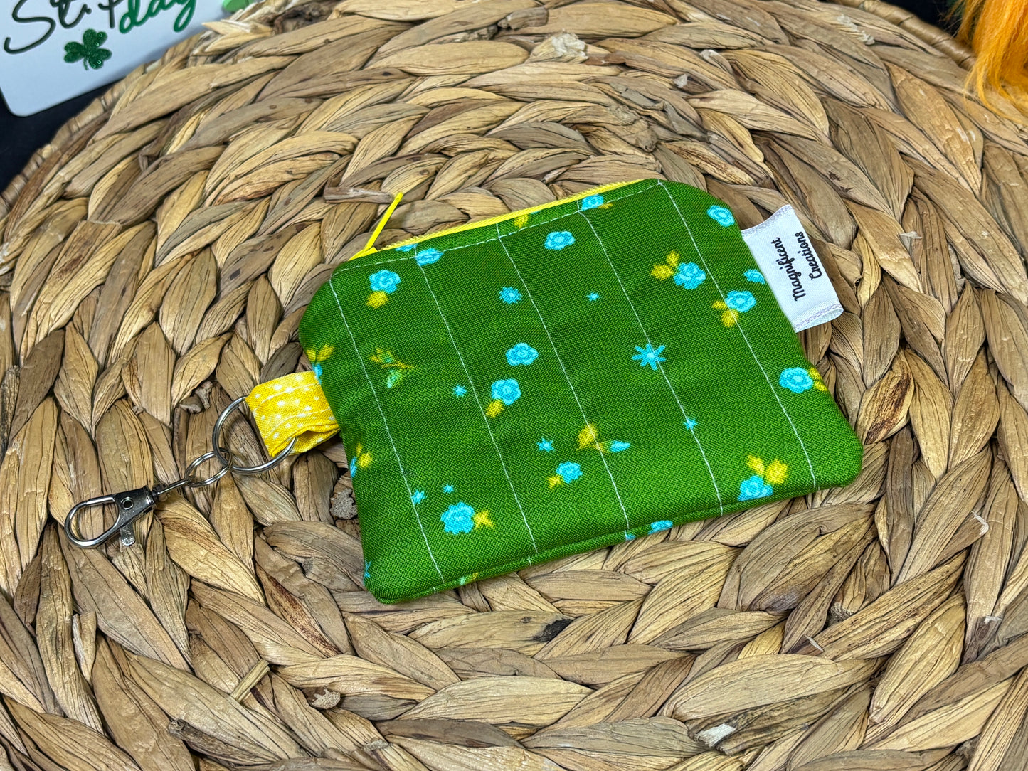 Gold and Green Flowers Mini Wallet