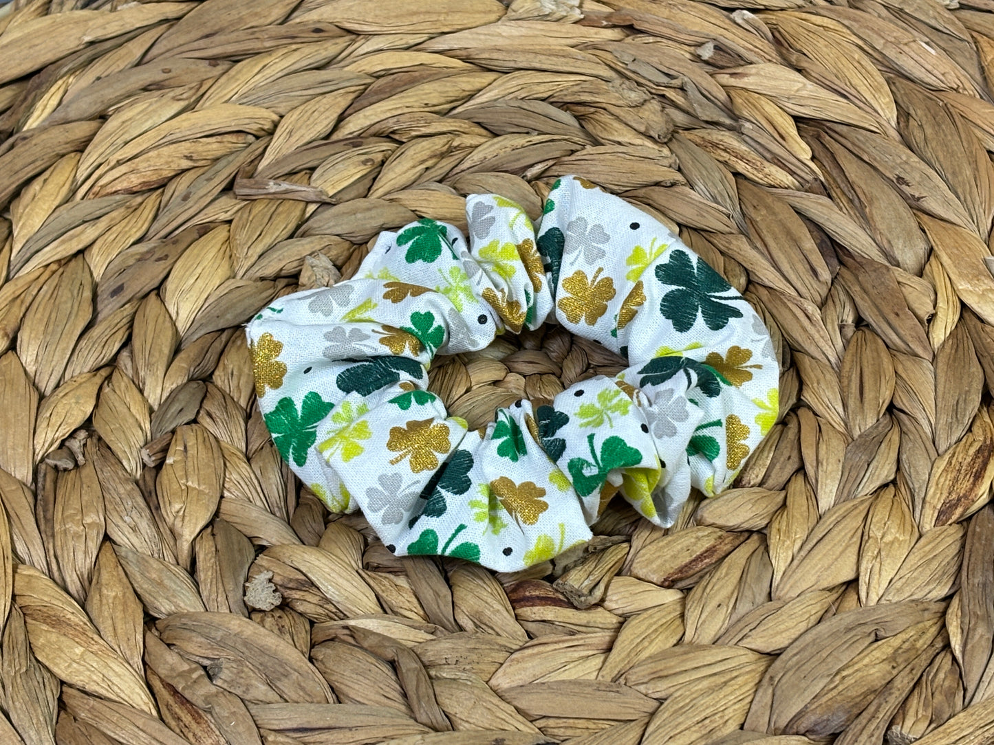 Gold and Green Shamrock Scrunchie