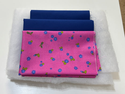 Blue Flower on Pink Sew a Tote Bag Kit