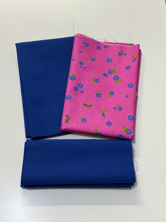 Blue Flower on Pink Sew a Tote Bag Kit
