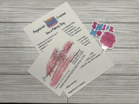 Pink Flowers on Black Sew a Makeup Bag Kit