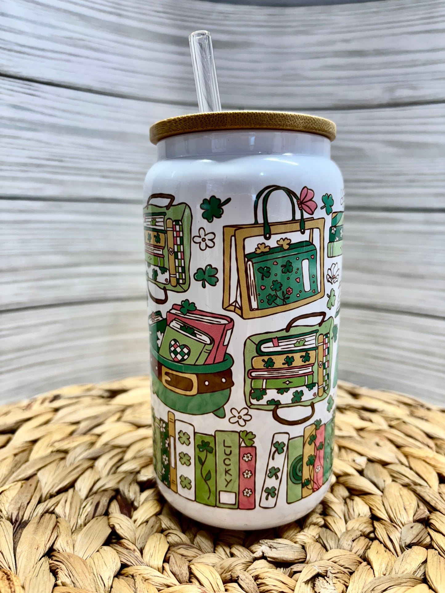 Lucky Book Girl Glass Tumbler