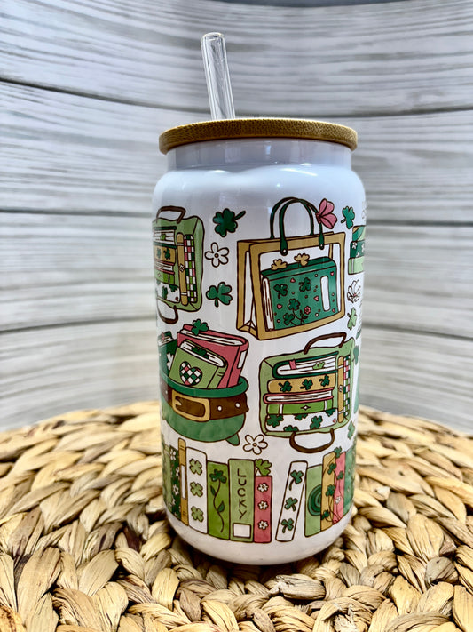 Lucky Book Girl Glass Tumbler