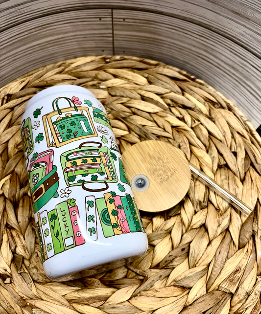 Lucky Book Girl Glass Tumbler