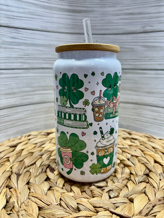 Lucky Book Shamrock Glass Tumbler