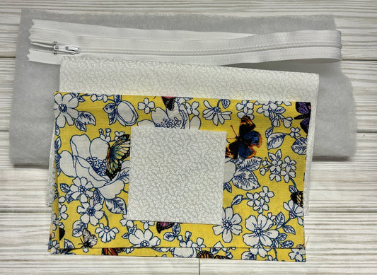 Yellow Butterflies Sew a Makeup Bag Kit