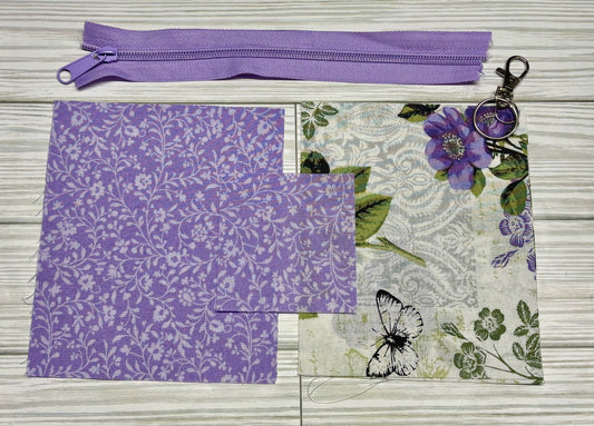 Purple Rose Butterfly Sew a Mini Wallet Kit