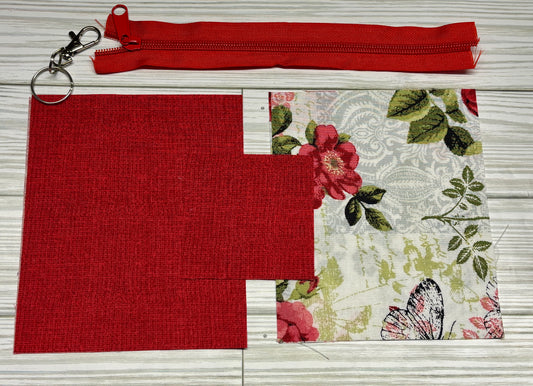 Red Rose Butterfly Sew a Mini Wallet Kit