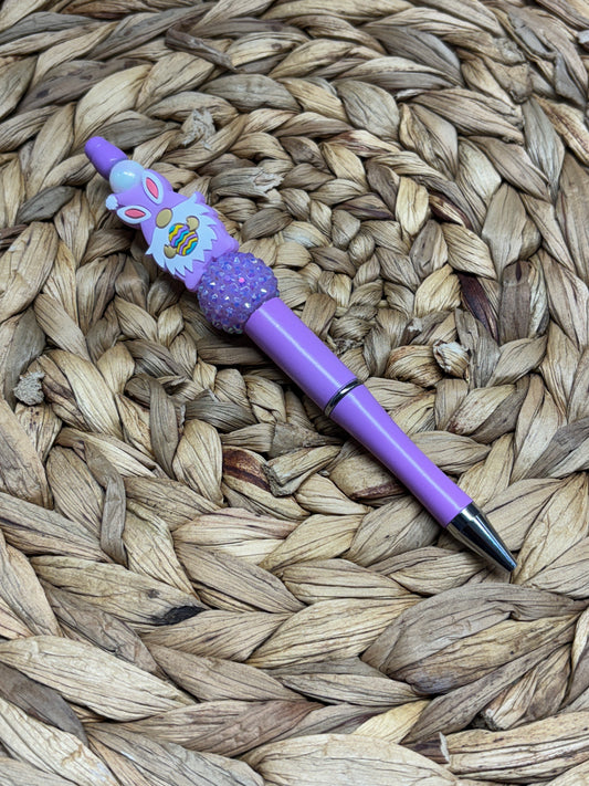 Purple Gnome Bunny Beaded Pen
