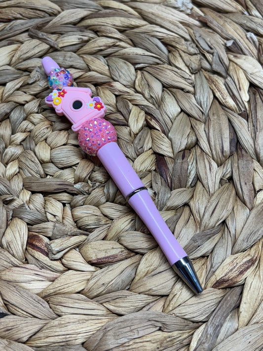 Pink Bird House Beaded Pen