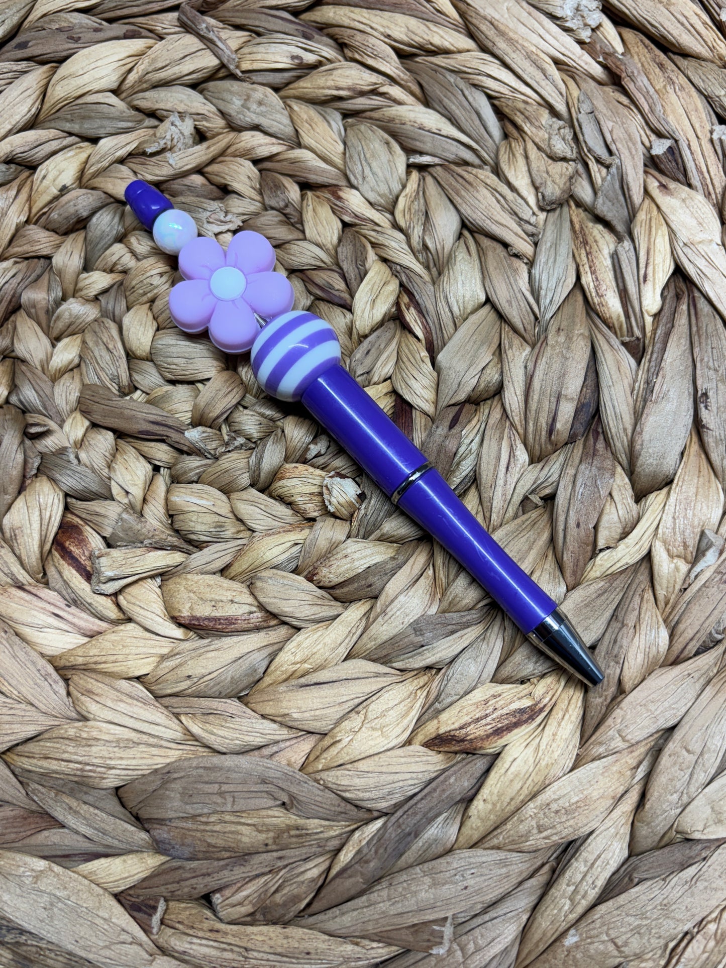 Purple Flower Beaded Pen
