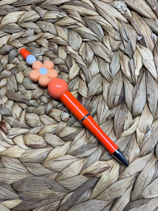 Orange Flower Beaded Pen