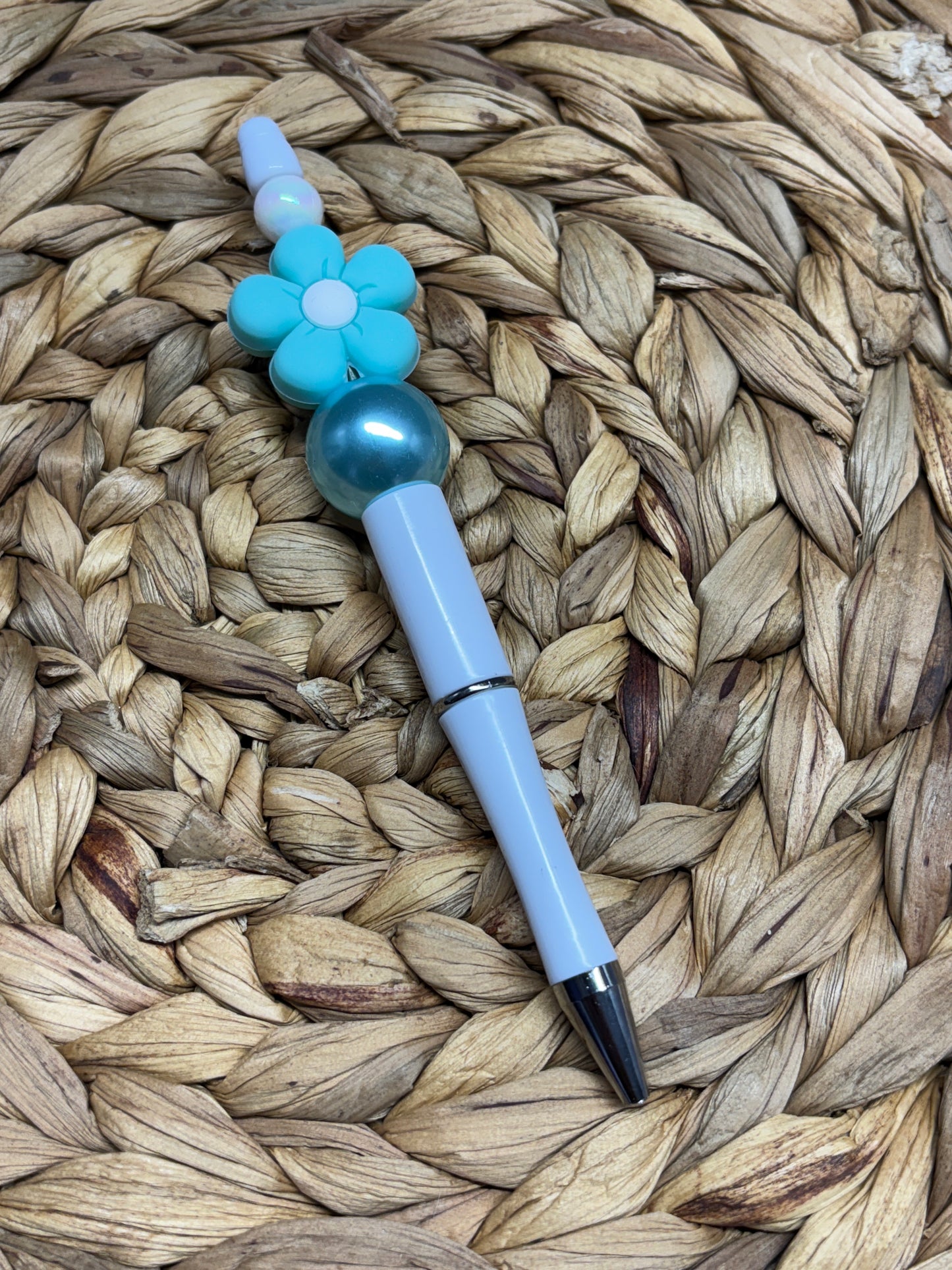 Blue Flower Beaded Pen