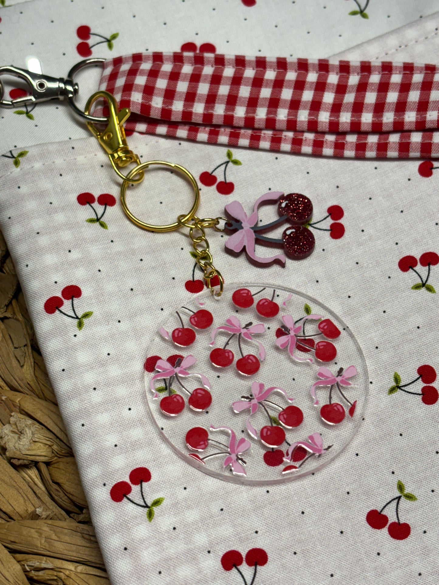 Bow Cherries Bag & Keychain Charm