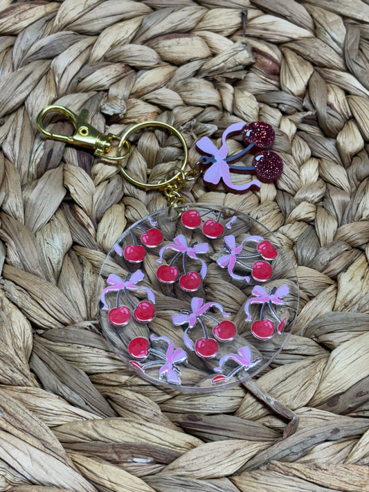 Bow Cherries Bag & Keychain Charm