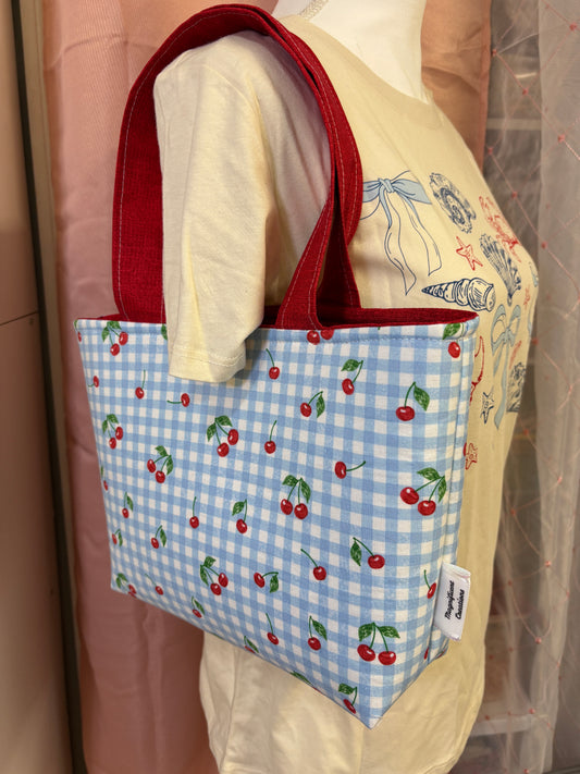 The Mini Blue Picnic Cherry Tote Bag