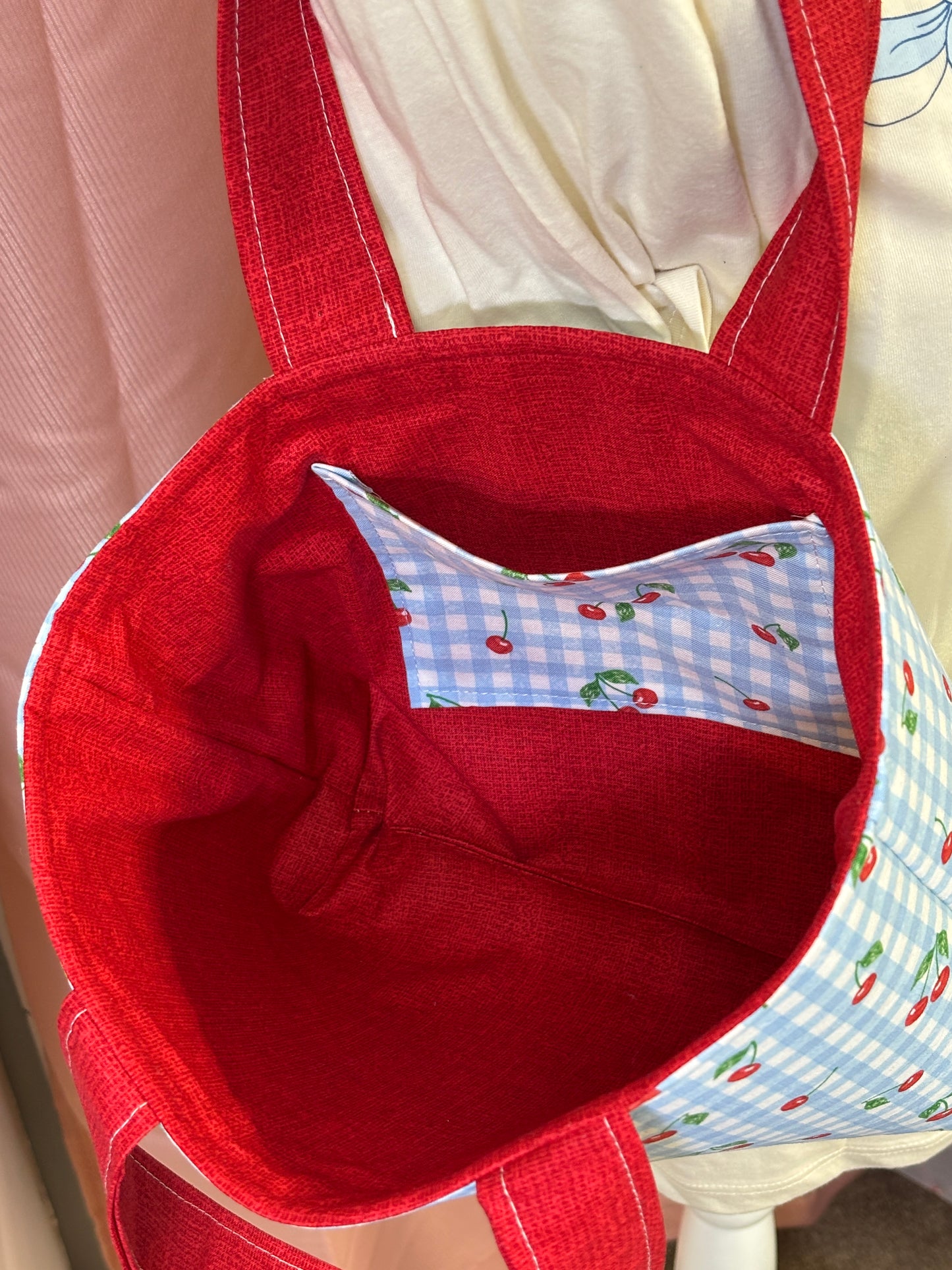 The Mini Blue Picnic Cherry Tote Bag