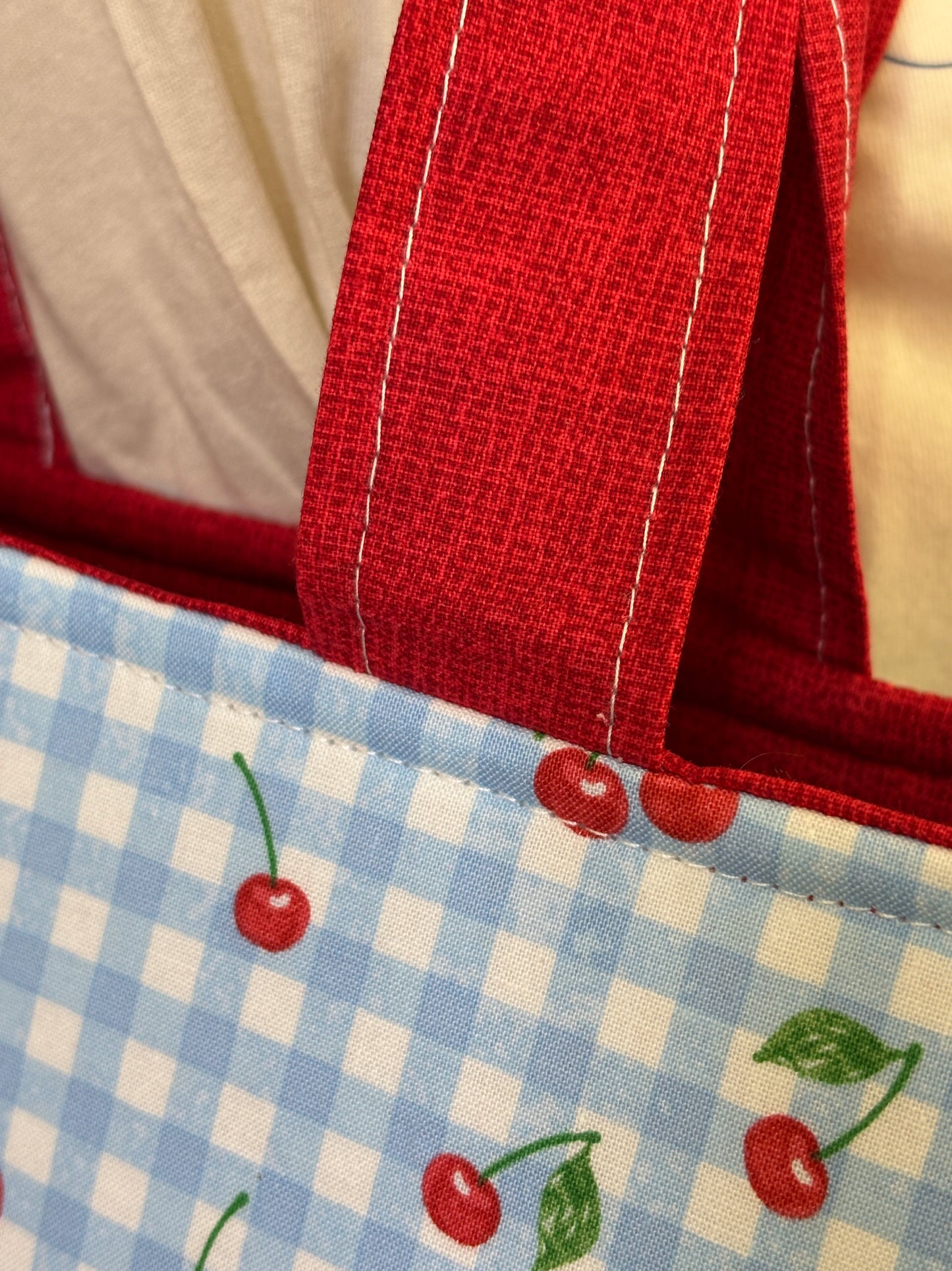 The Mini Blue Picnic Cherry Tote Bag