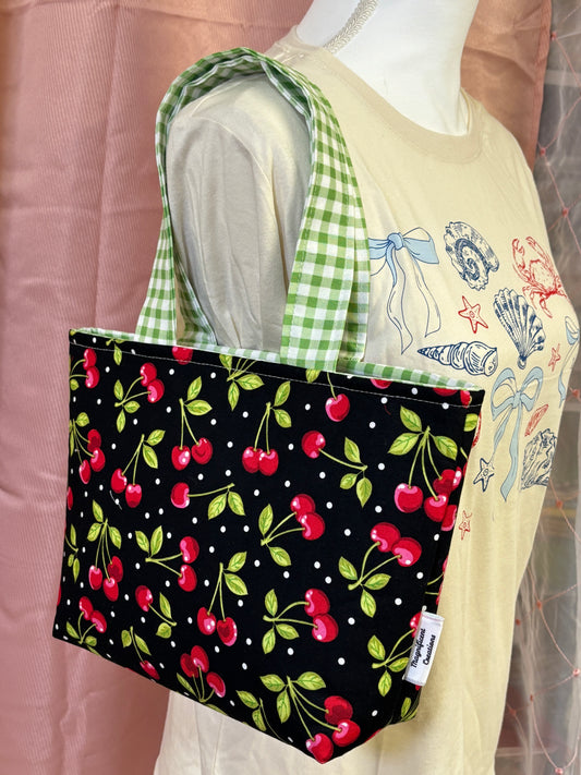 The Mini Green Picnic Cherry Tote Bag