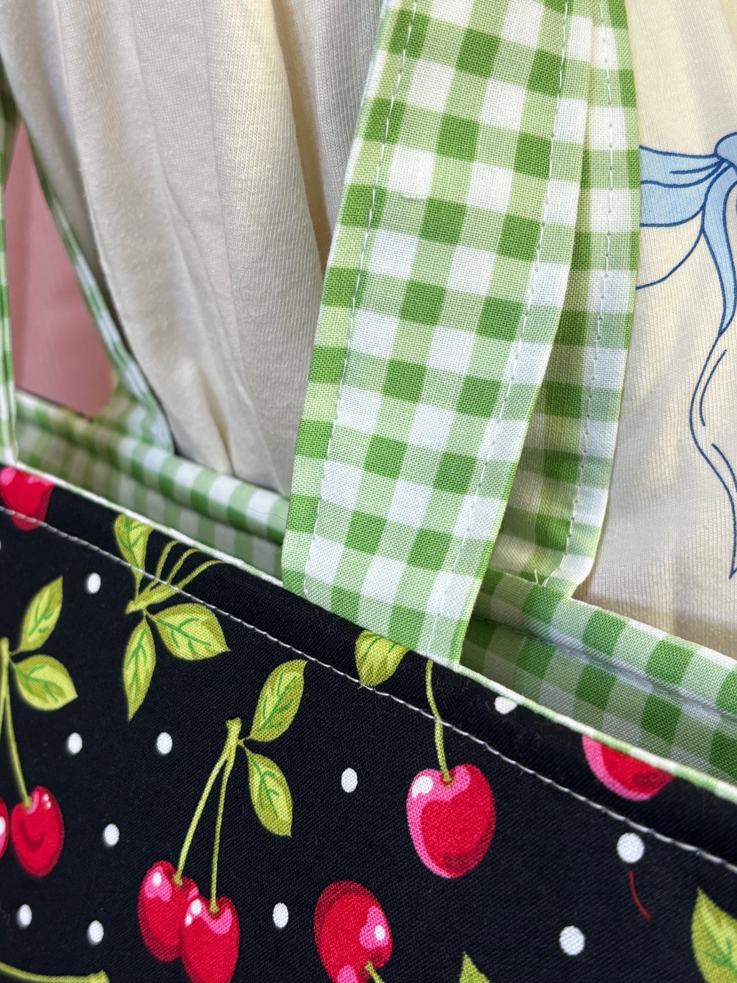 The Mini Green Picnic Cherry Tote Bag
