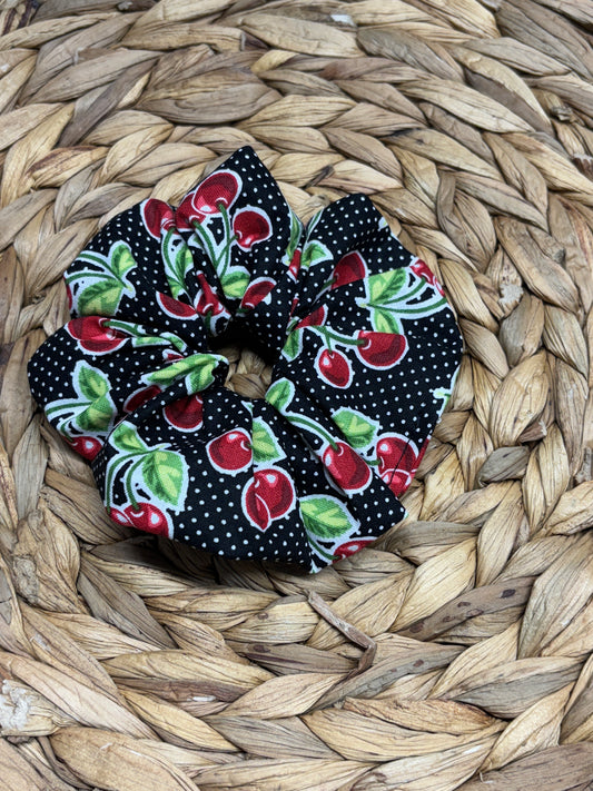 The Cherry on Black Scrunchie